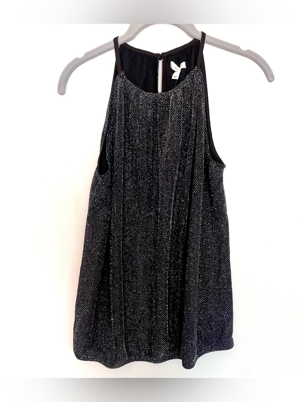Maurices Black Metallic Sparkle Knit High Neck Tank Size Medium NWT